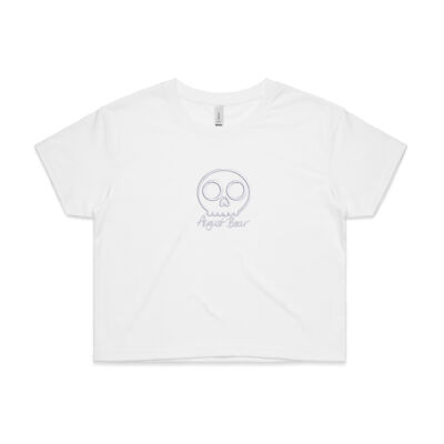 White Skull Embroidered Crop Tee Thumbnail